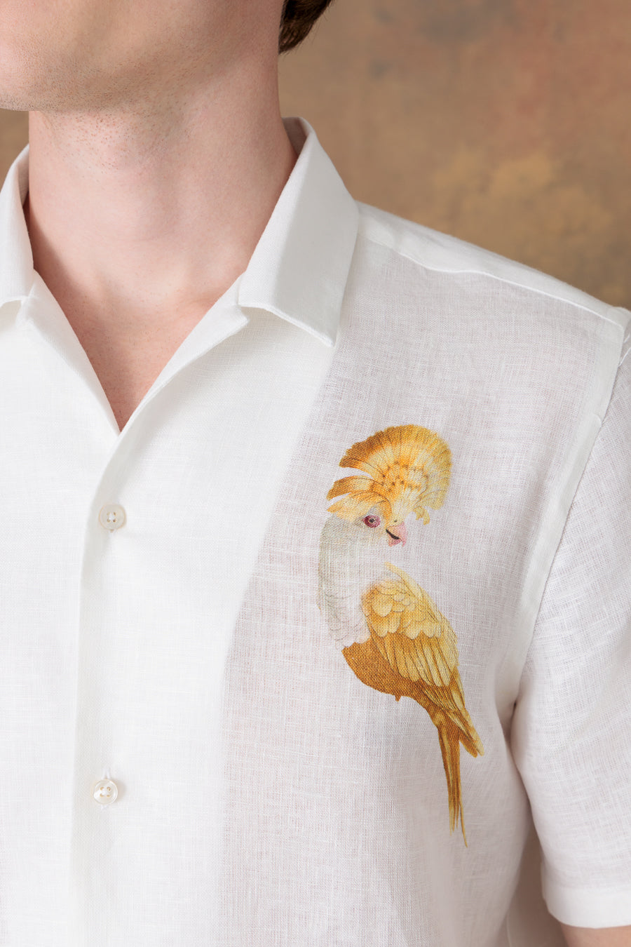 men’s linen shirt bowling teodor white
