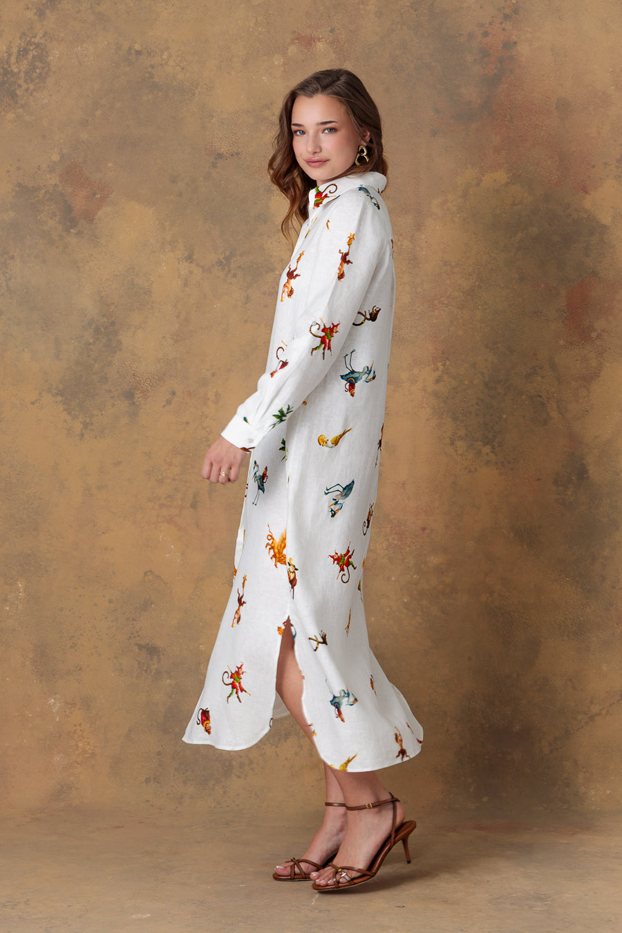 Vestido de lino blanco para mujer panteon