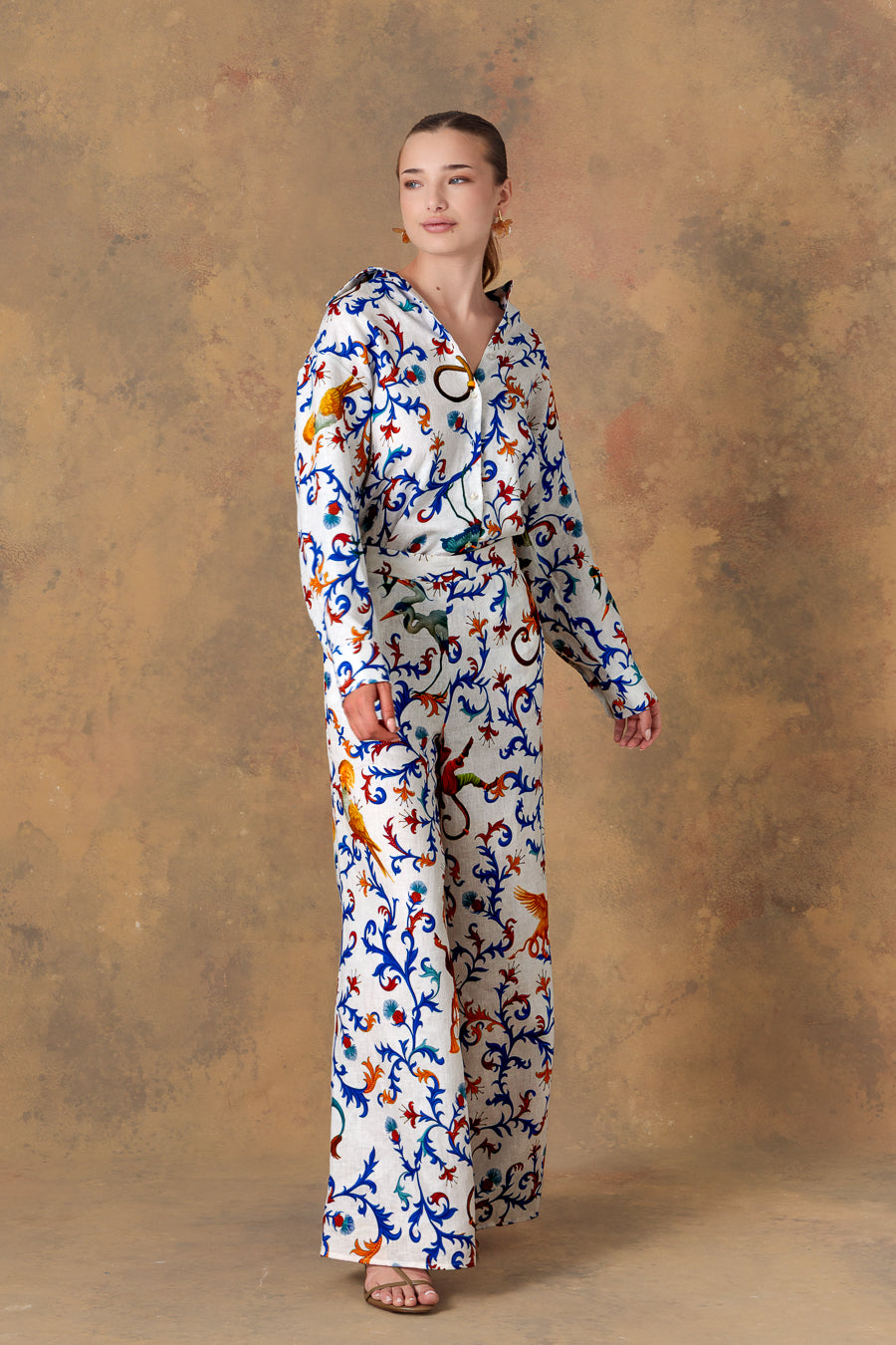 Pantalón de lino blanco para mujer chiron