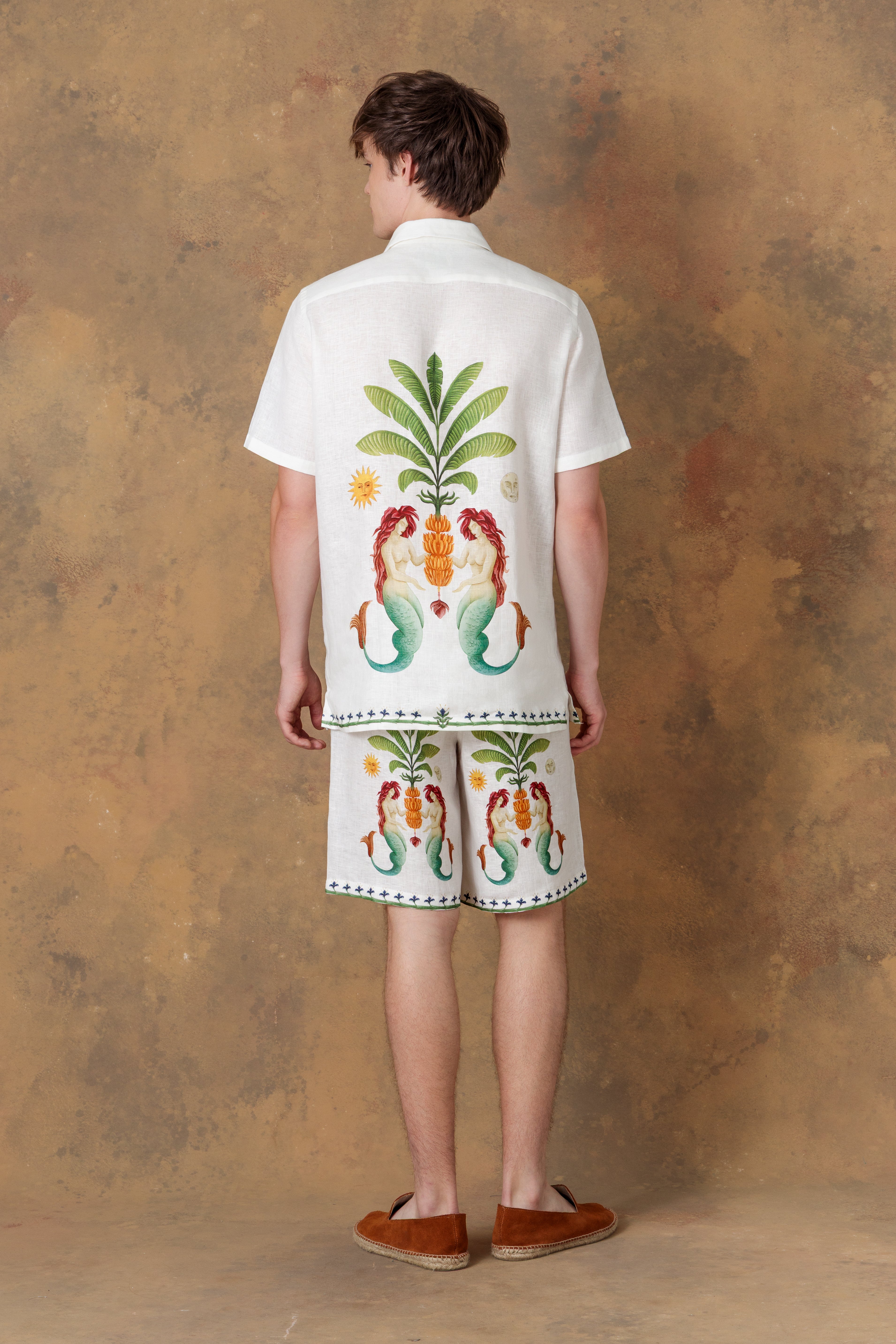 Men's linen bermuda white amanzi