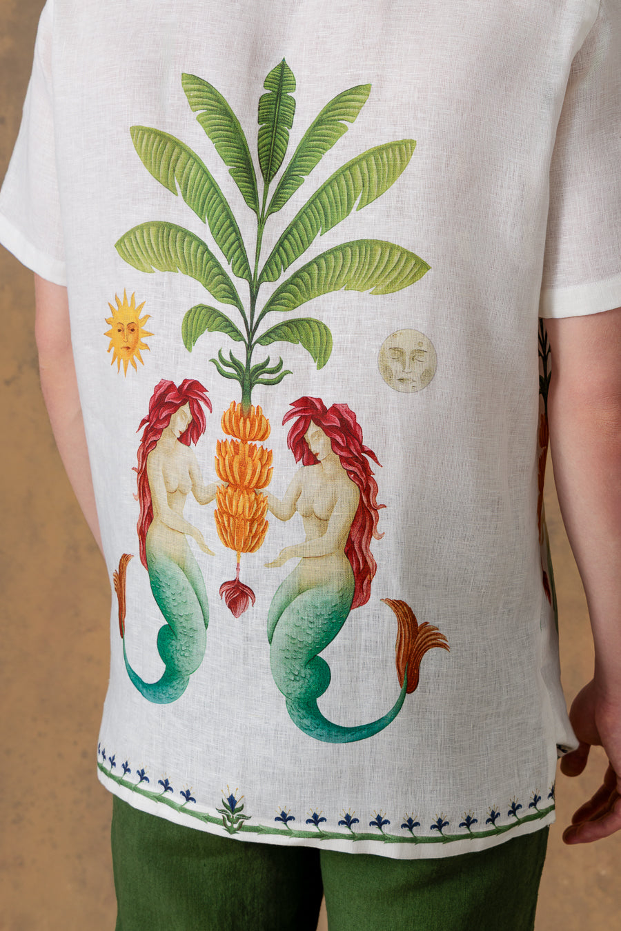 Camisa de lino bowling blanca para hombre satyr