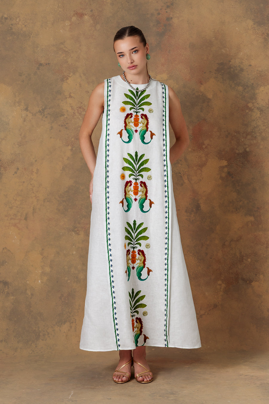 Women's dress linen amanzi white