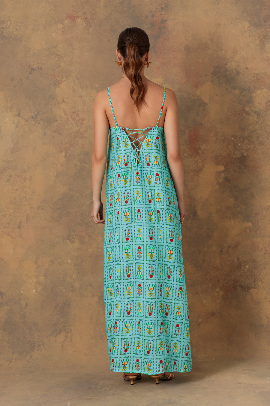 Women's dress linen dionisio turquoise