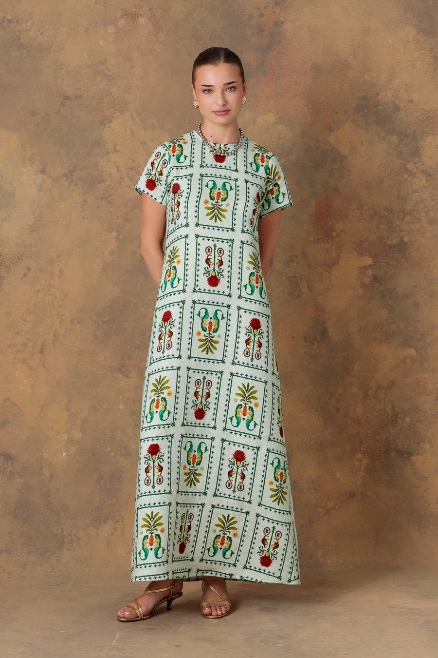 Vestido de lino verde claro para mujer silvan