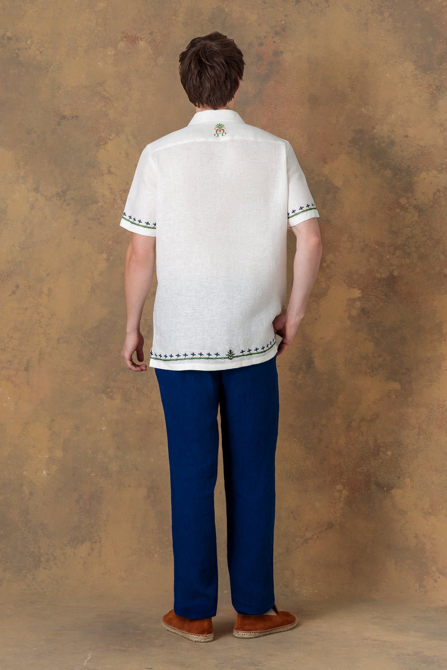 Camisa de lino bowling blanca para hombre acantha