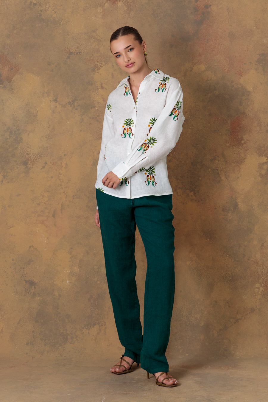 Camisa de lino blanca para mujer nerida