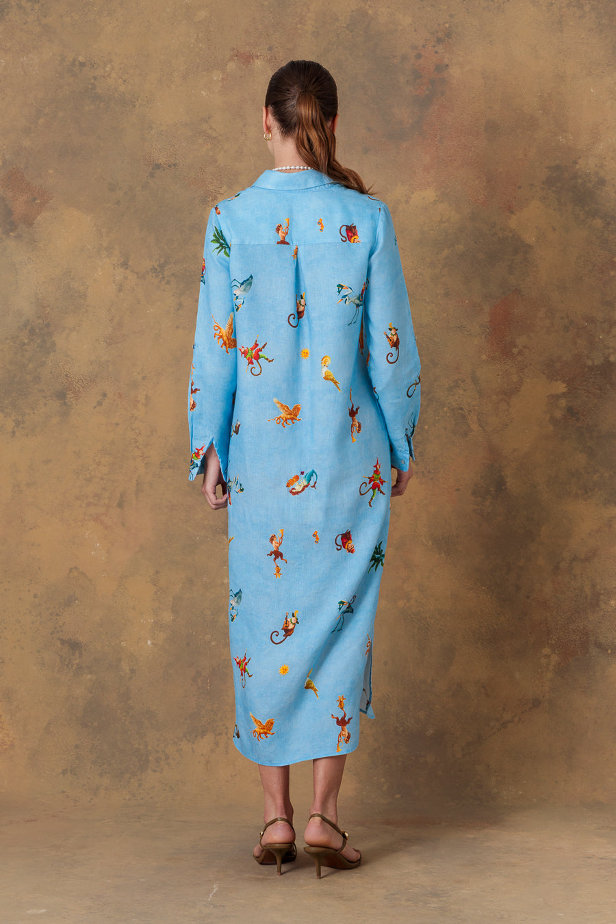 Vestido de lino para mujer panteon azul claro