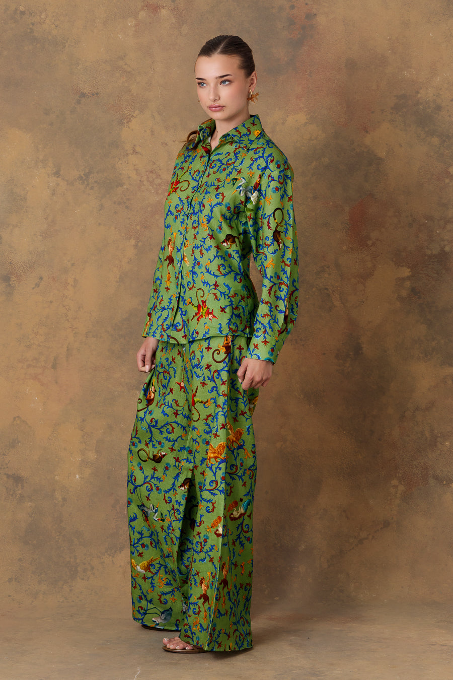 Camisa de lino turquesa para mujer marea