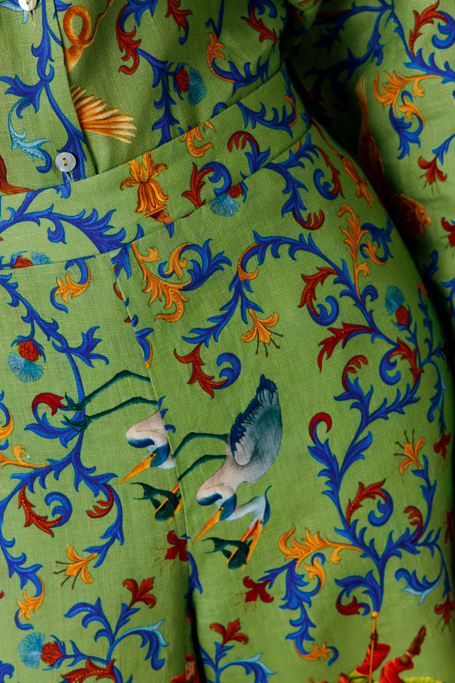 Pantalón de lino verde para mujer delphos