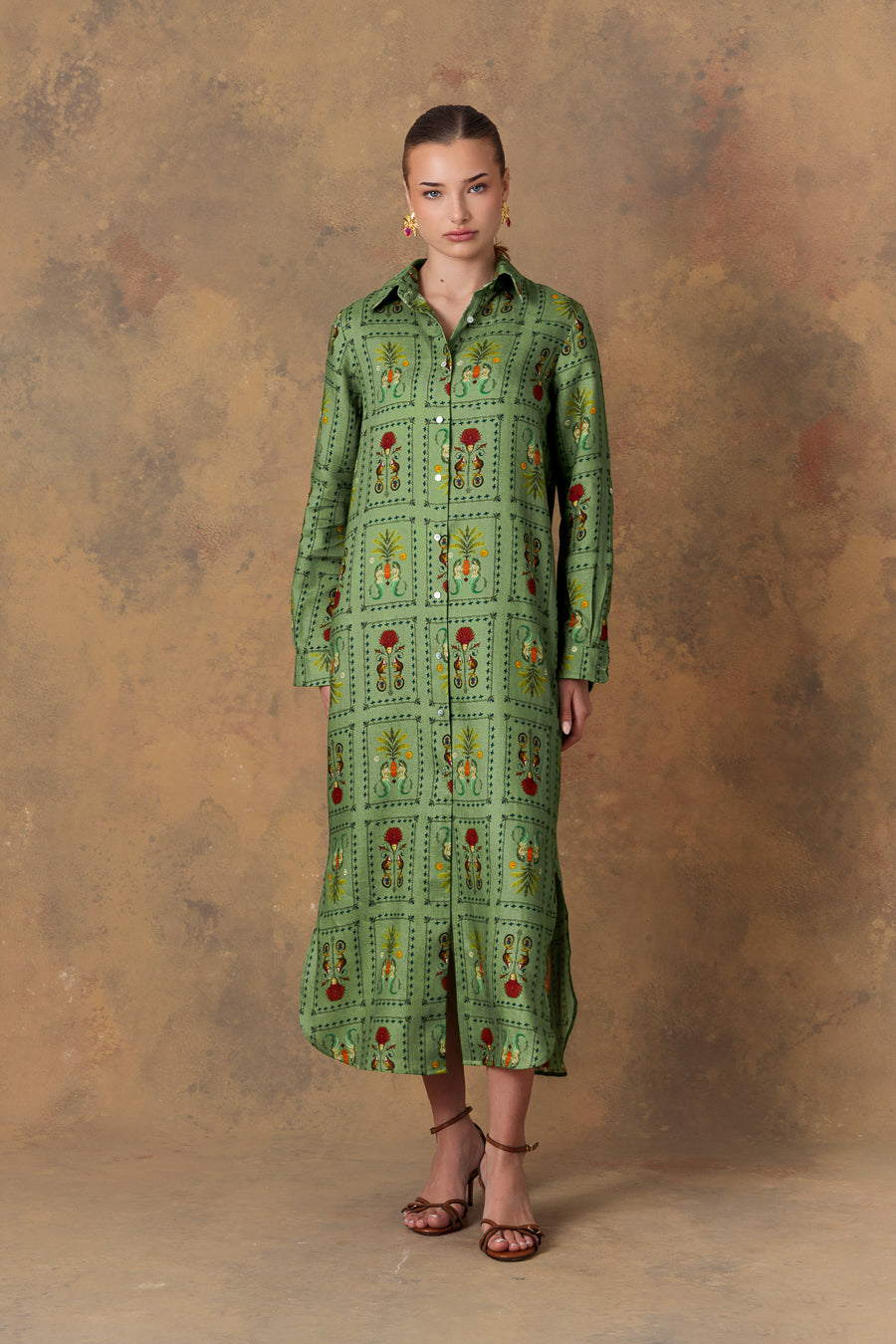 Women's dress linen dionisio green