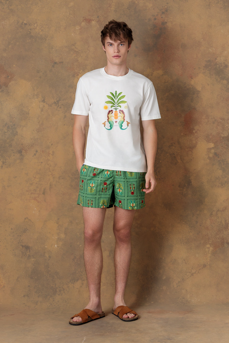 Camiseta de algodón amanzi blanca para hombre