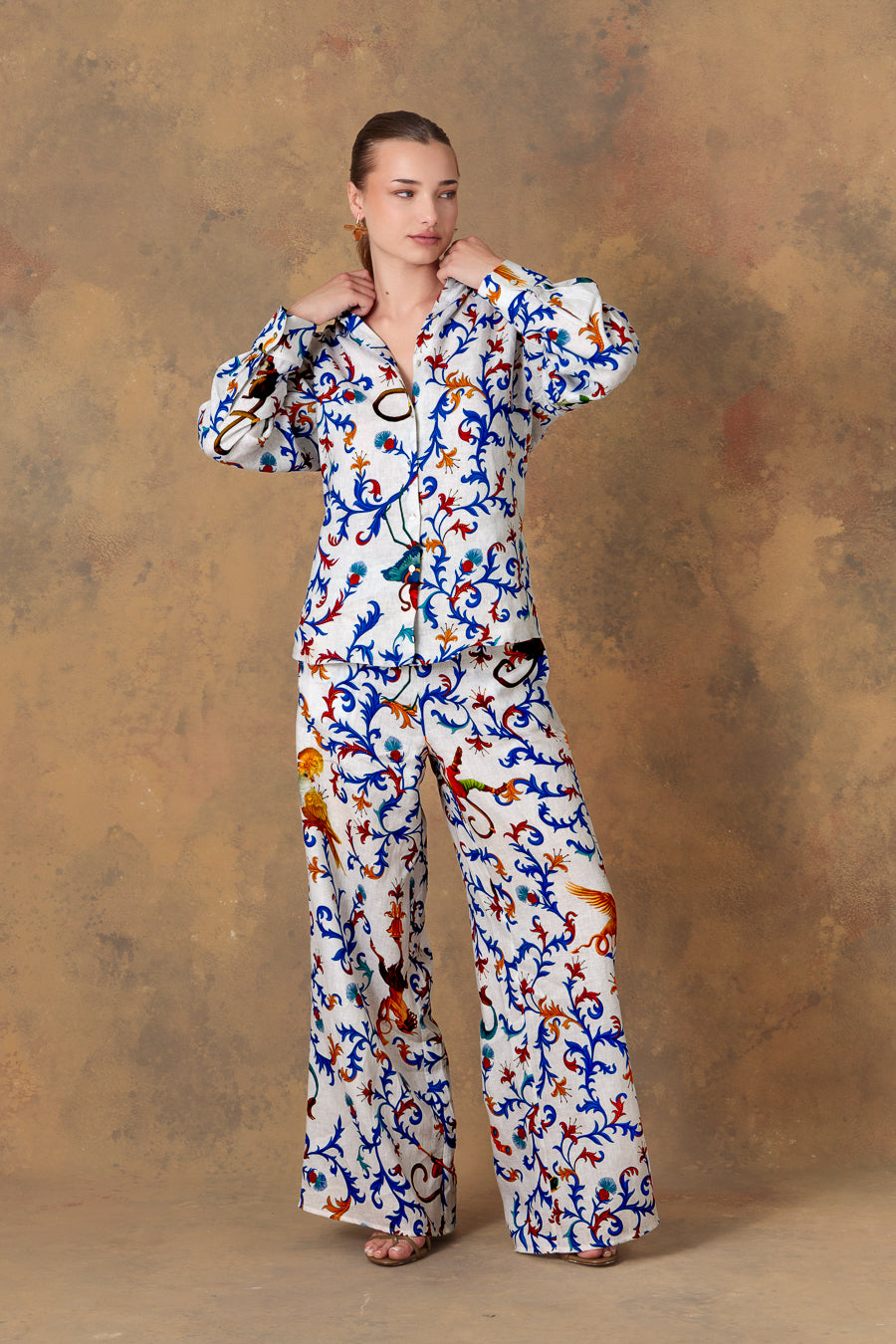 Pantalón de lino blanco para mujer chiron
