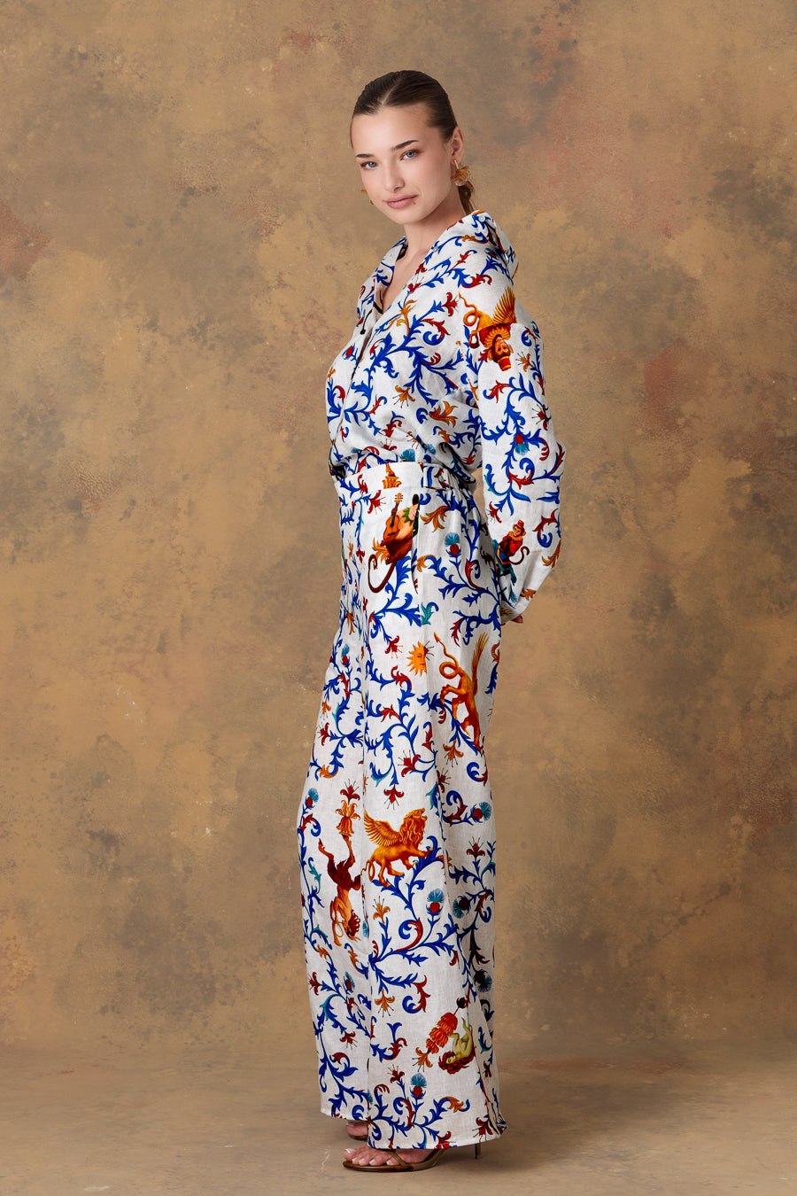 Pantalón de lino blanco para mujer chiron