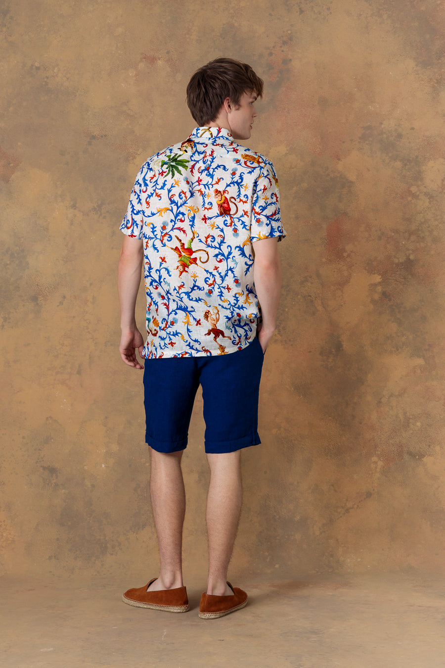 Camisa de lino bowling blanca para hombre chiron