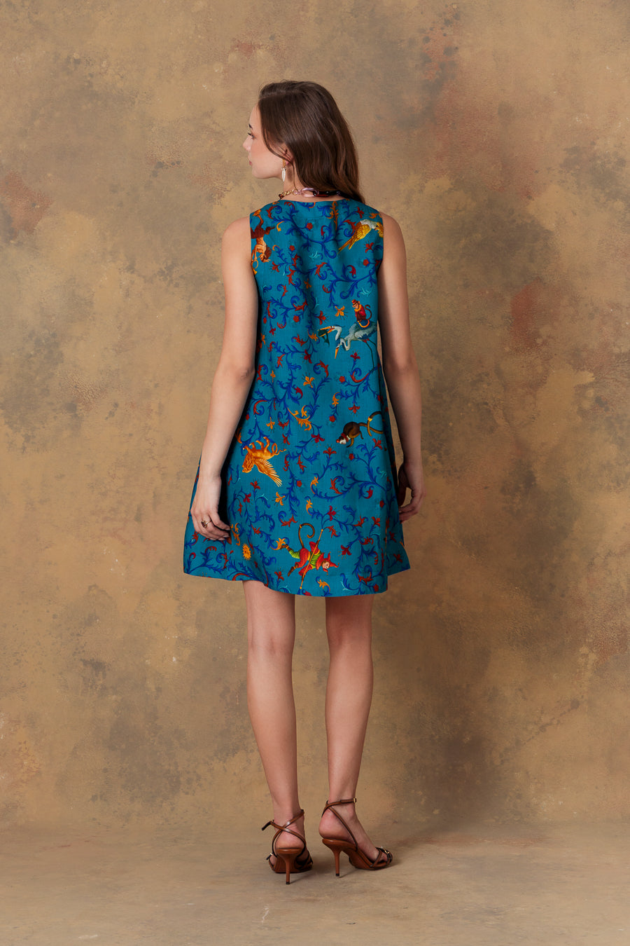 Vestido de lino petroleo para mujer delphos