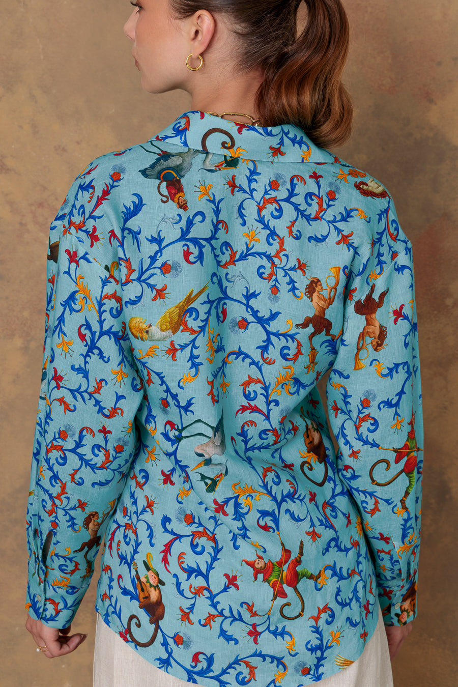 women's shirt linen delphos turquoise