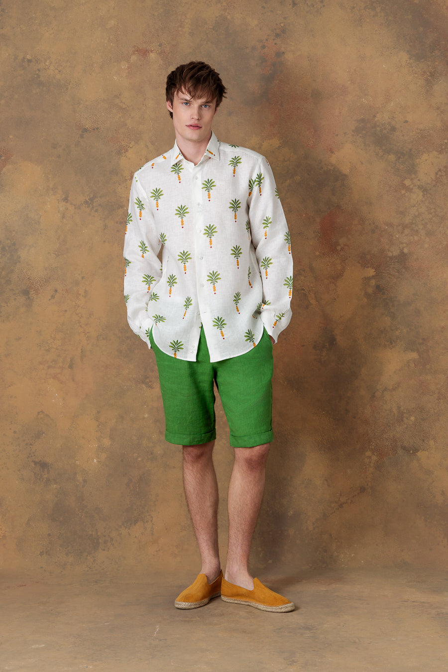 Camisa de lino blanca para hombre orfeo