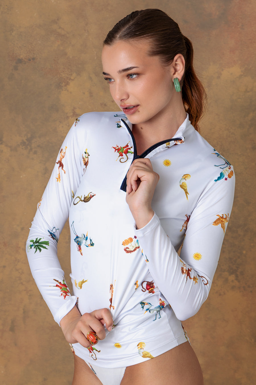 Camisa de playa blanca para mujer panteon