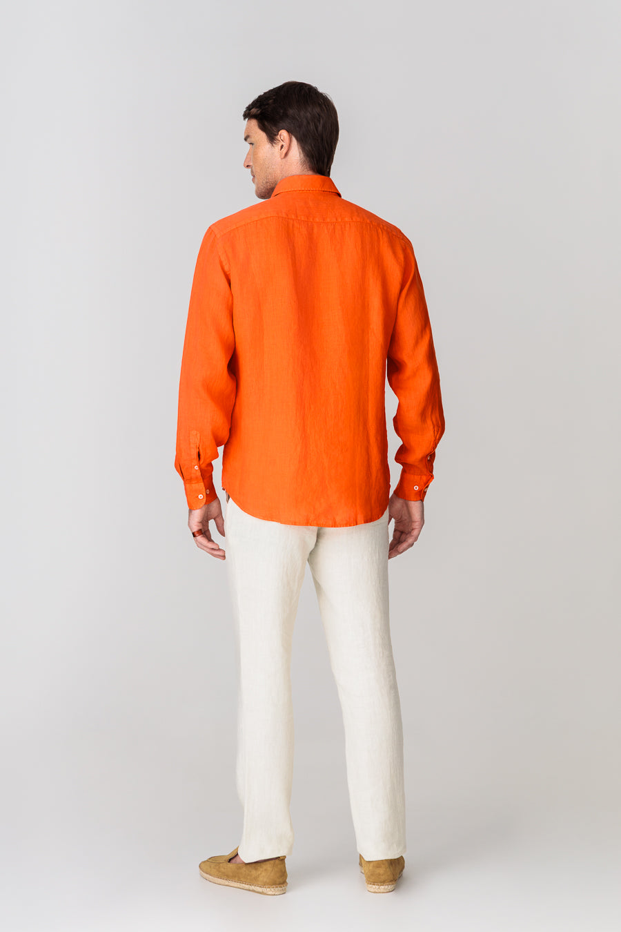 camisa lino para hombre naranja