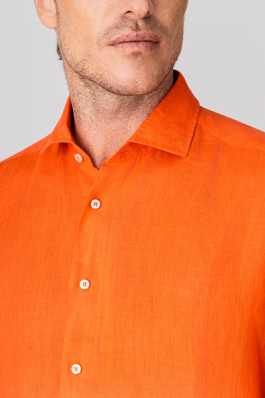camisa lino para hombre naranja