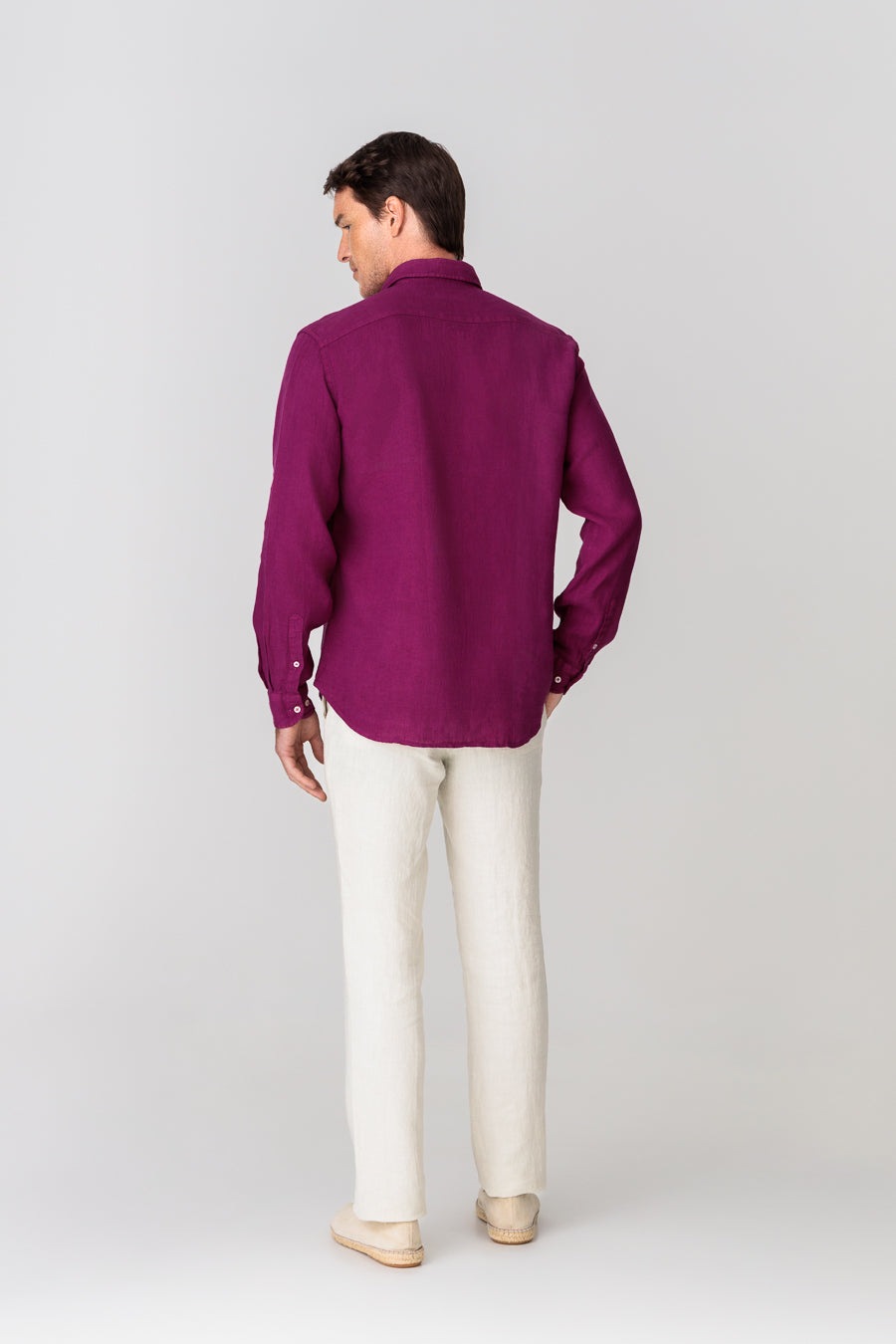 camisa lino para hombre fuxia