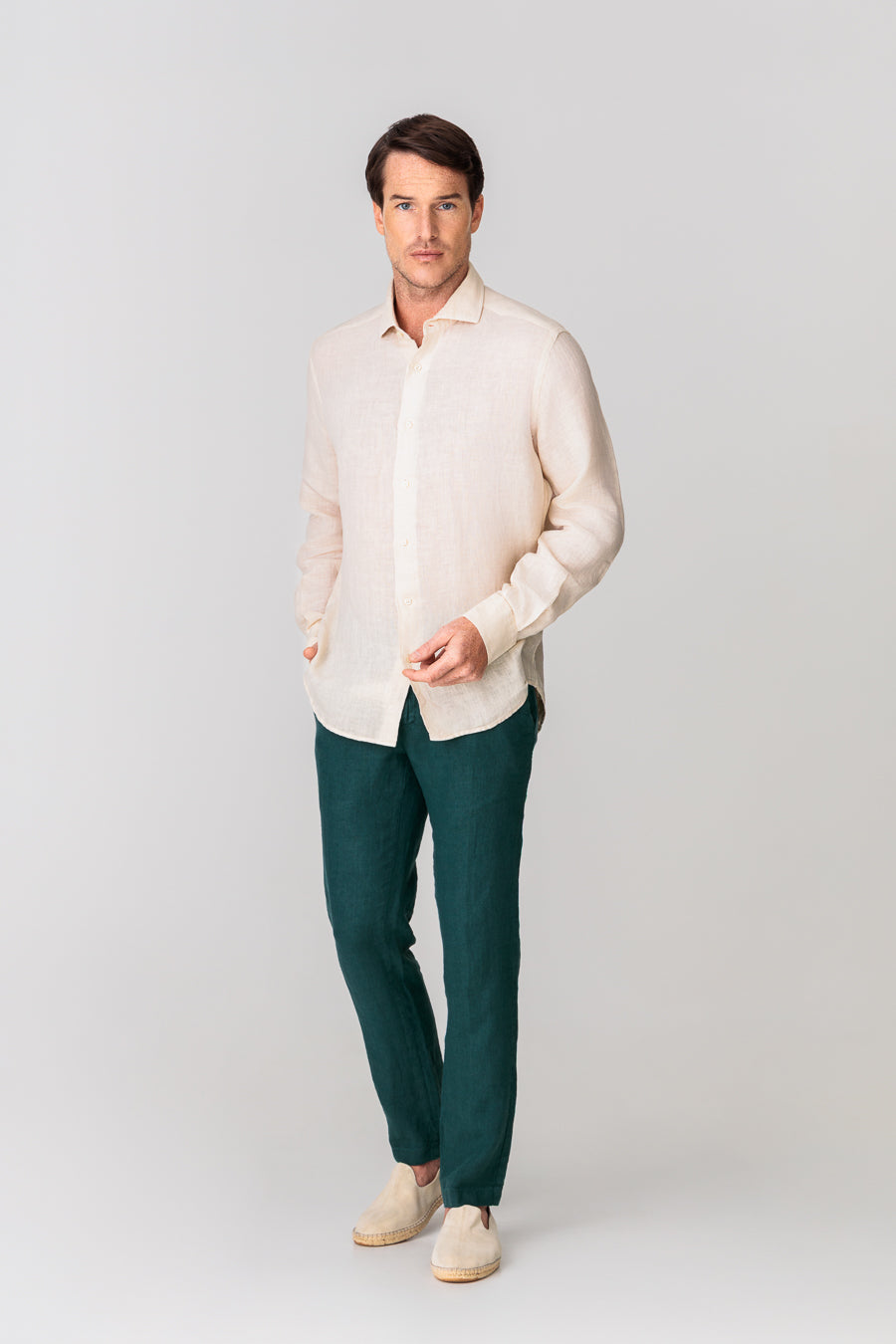 men’s linen shirt beige basic