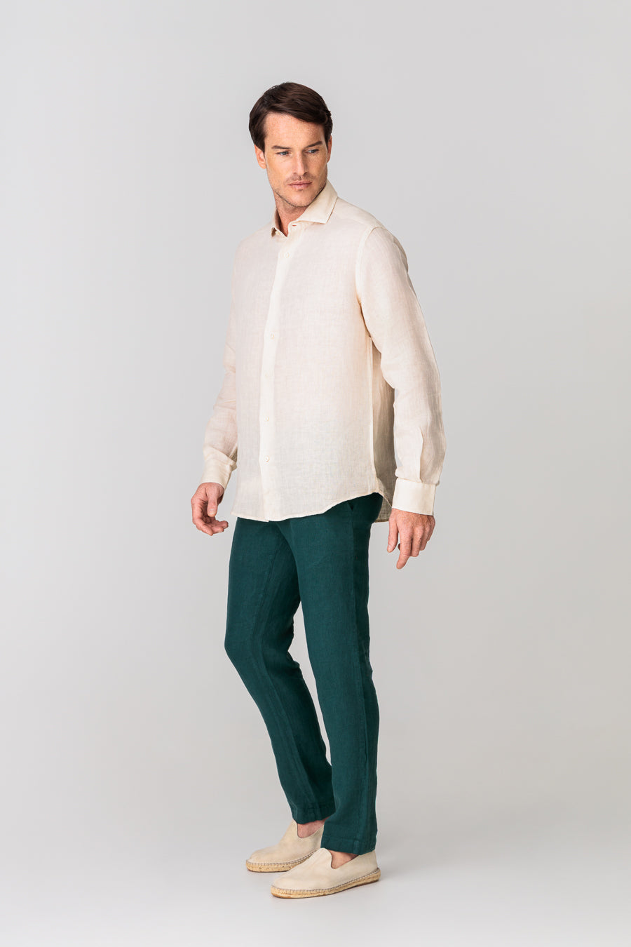 men’s linen shirt beige basic