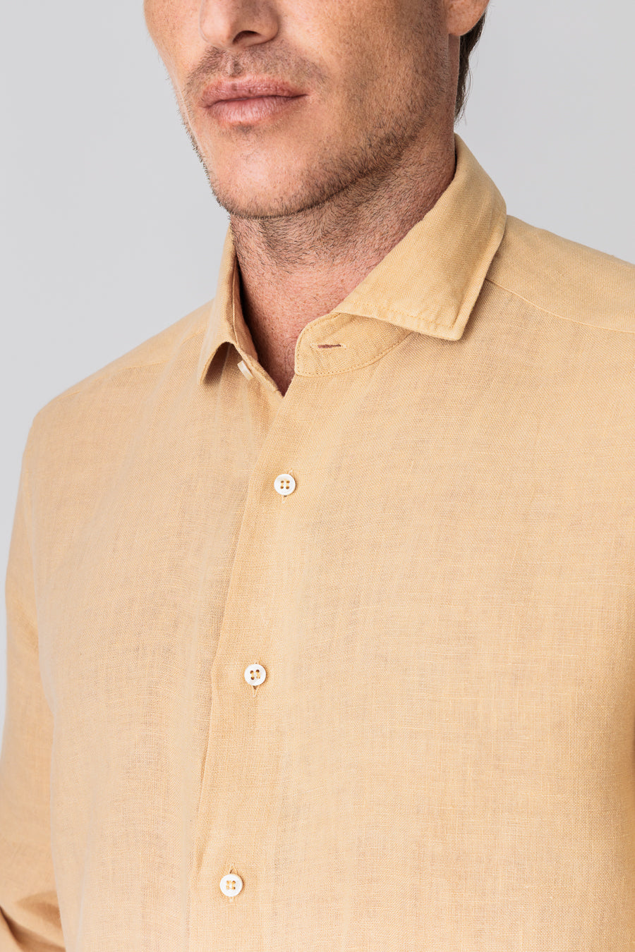 men’s linen shirt dark beige basic