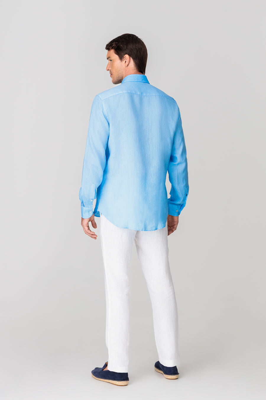 men’s linen shirt sky blue