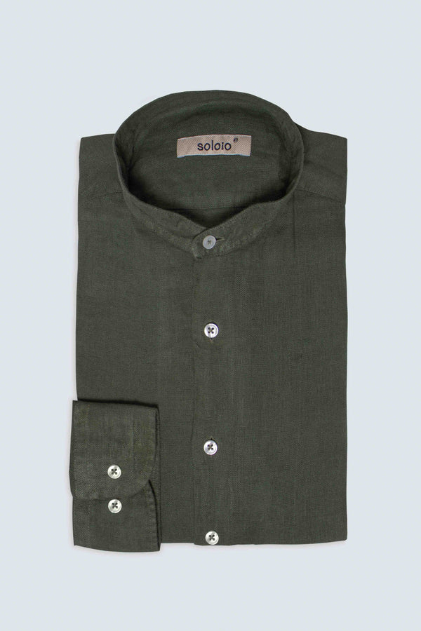basic linen shirt mao military green