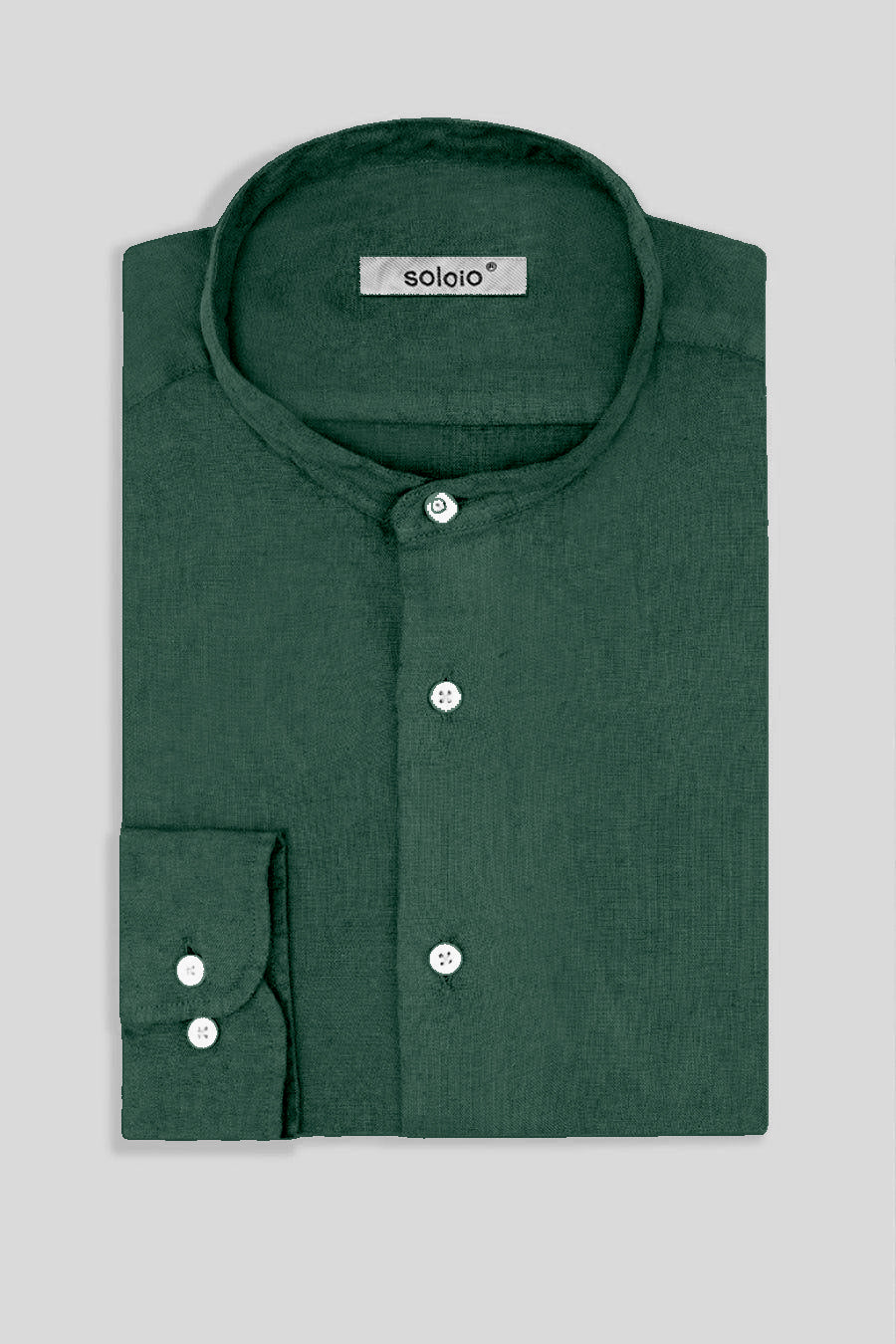Men's linen shirt mao dark green