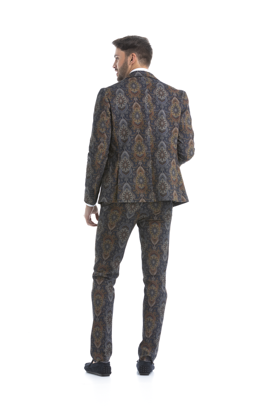 Men's mixed fabric blazer blue petra