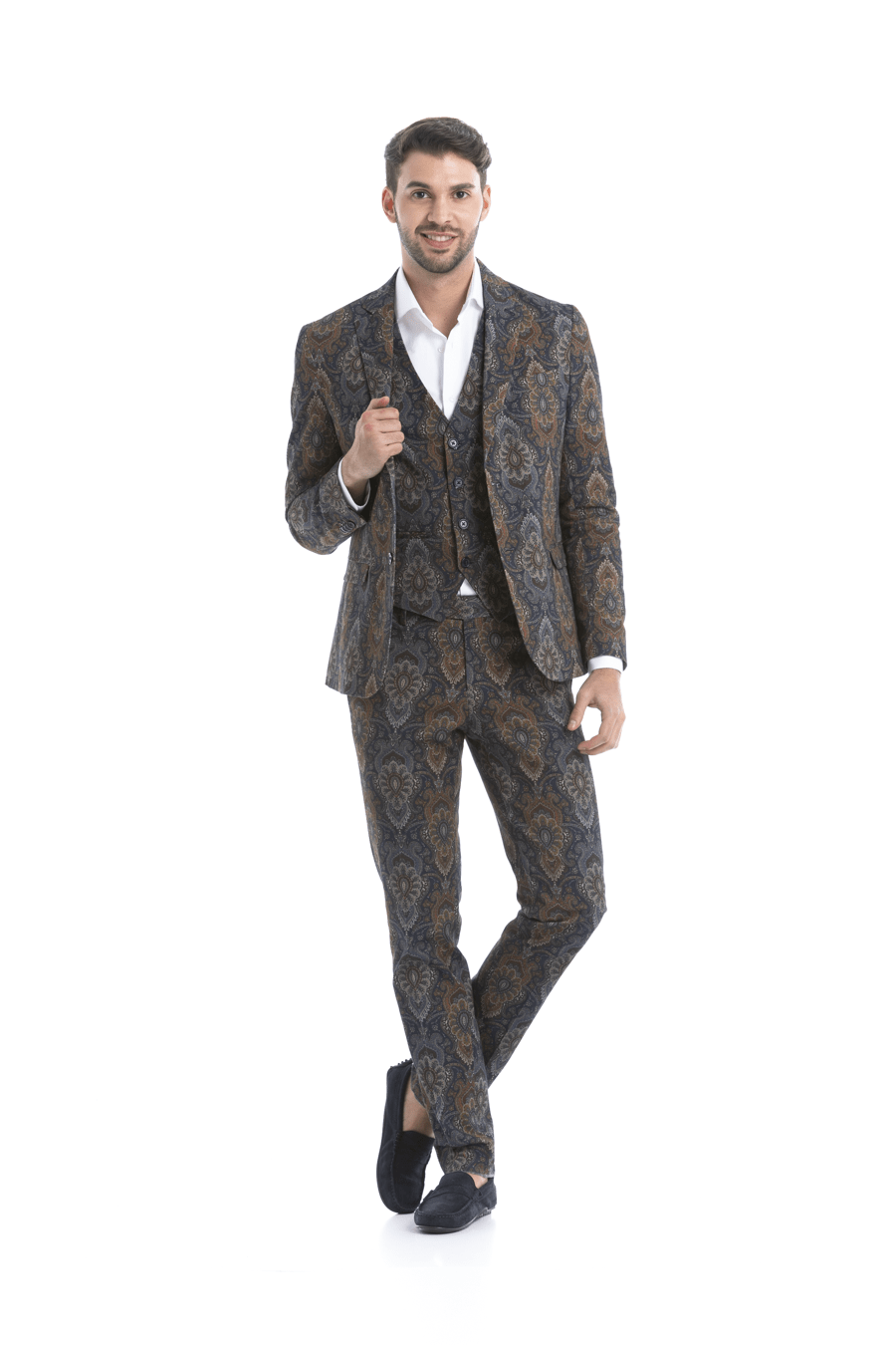 Men's mixed fabric blazer blue petra