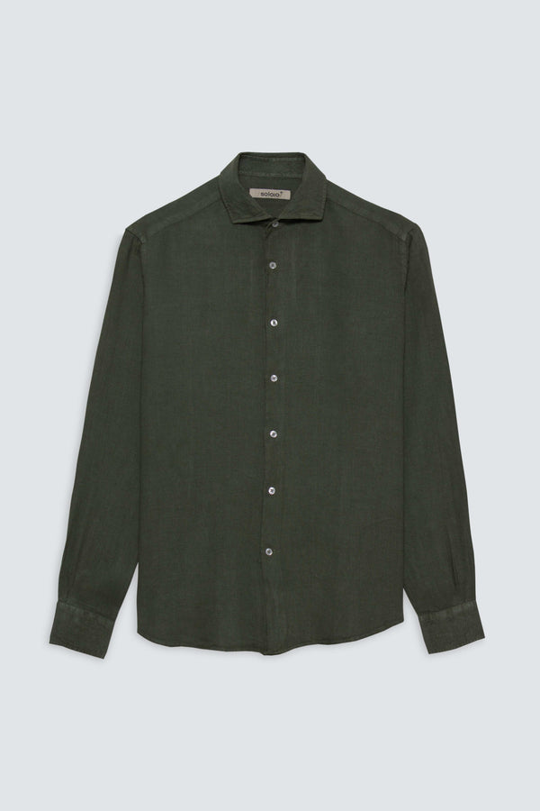 basic linen shirt military green
