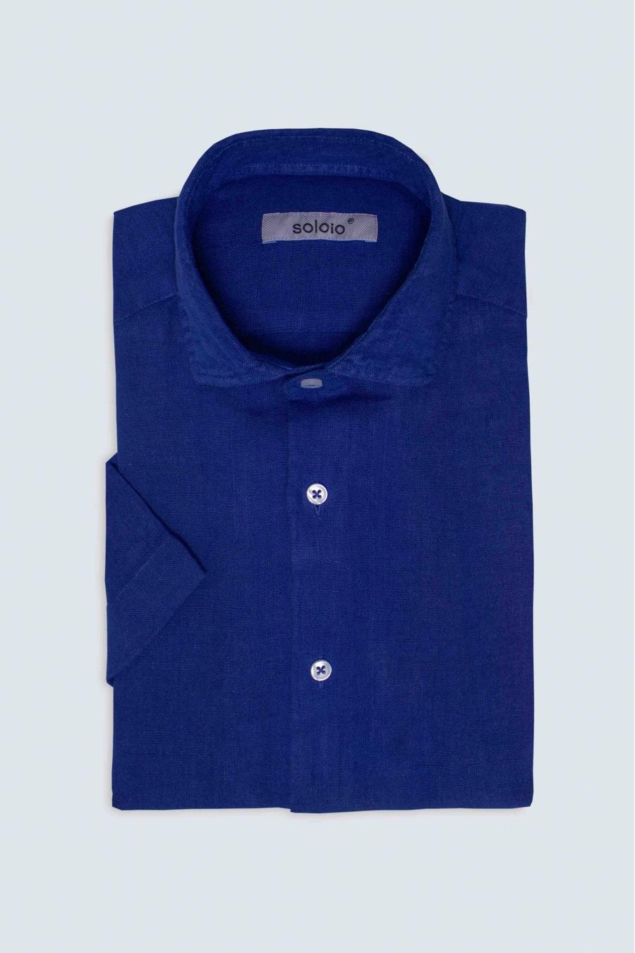 basic linen shirt blue ink mc - soloio