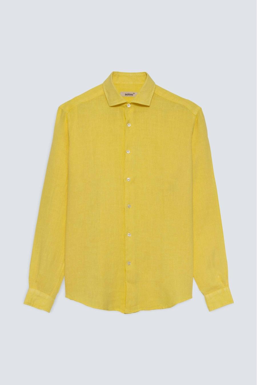 basic linen shirt light yellow - soloio