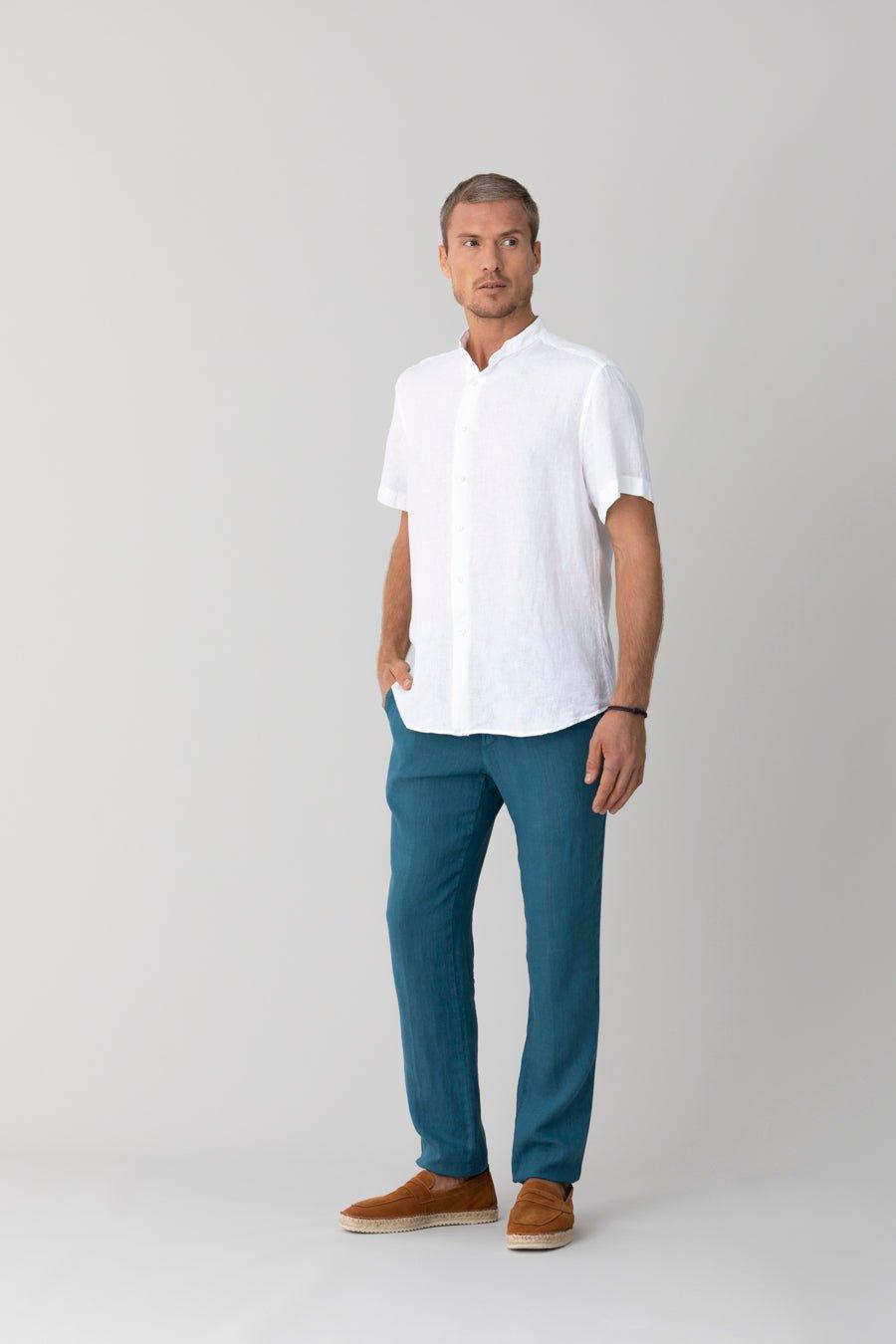 basic linen shirt mao white mc - soloio