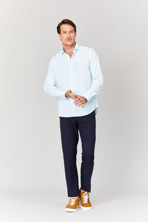 basic muslin cotton shirt sky blue - soloio