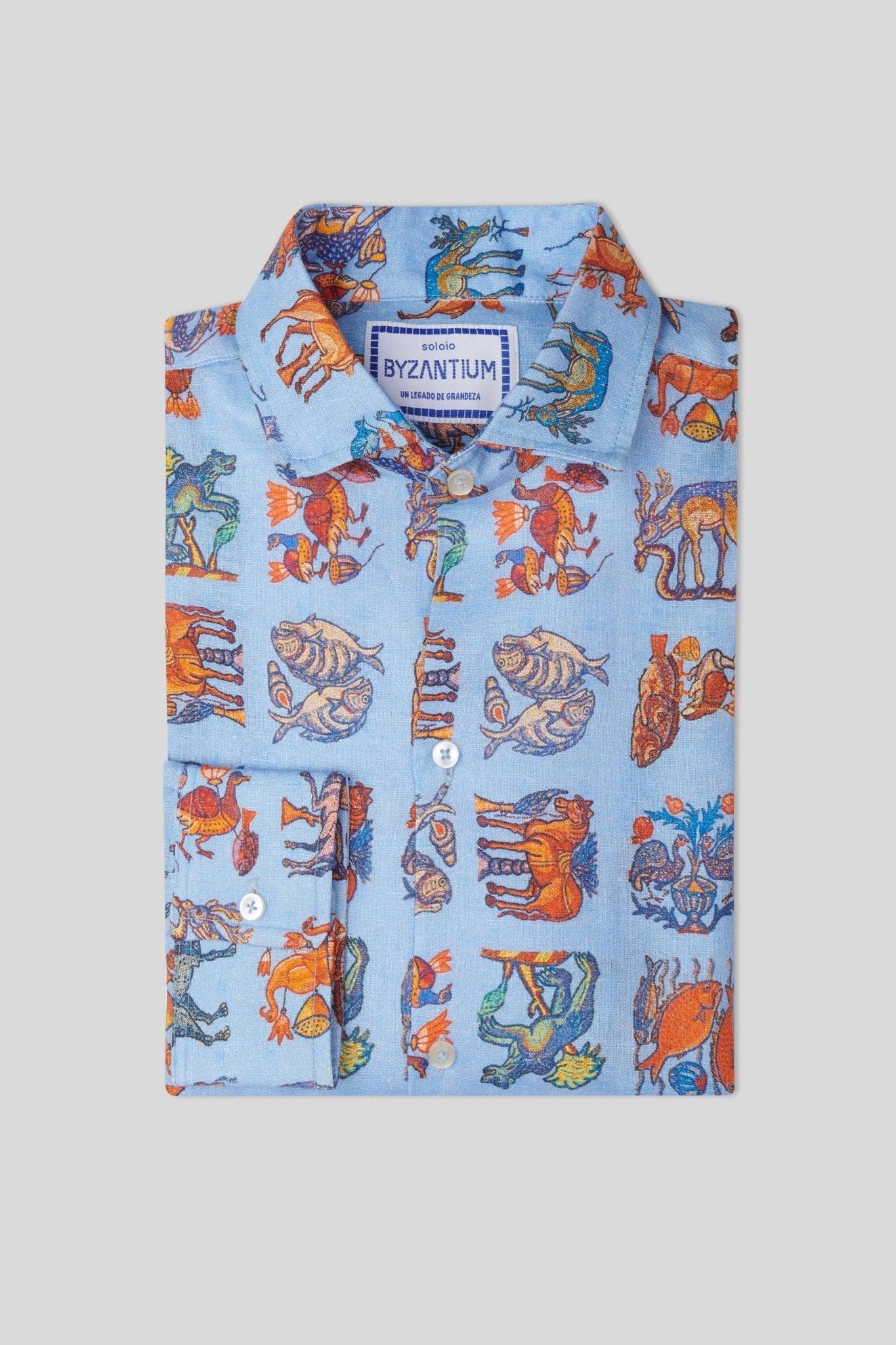 justiniano linen shirt sky blue - soloio