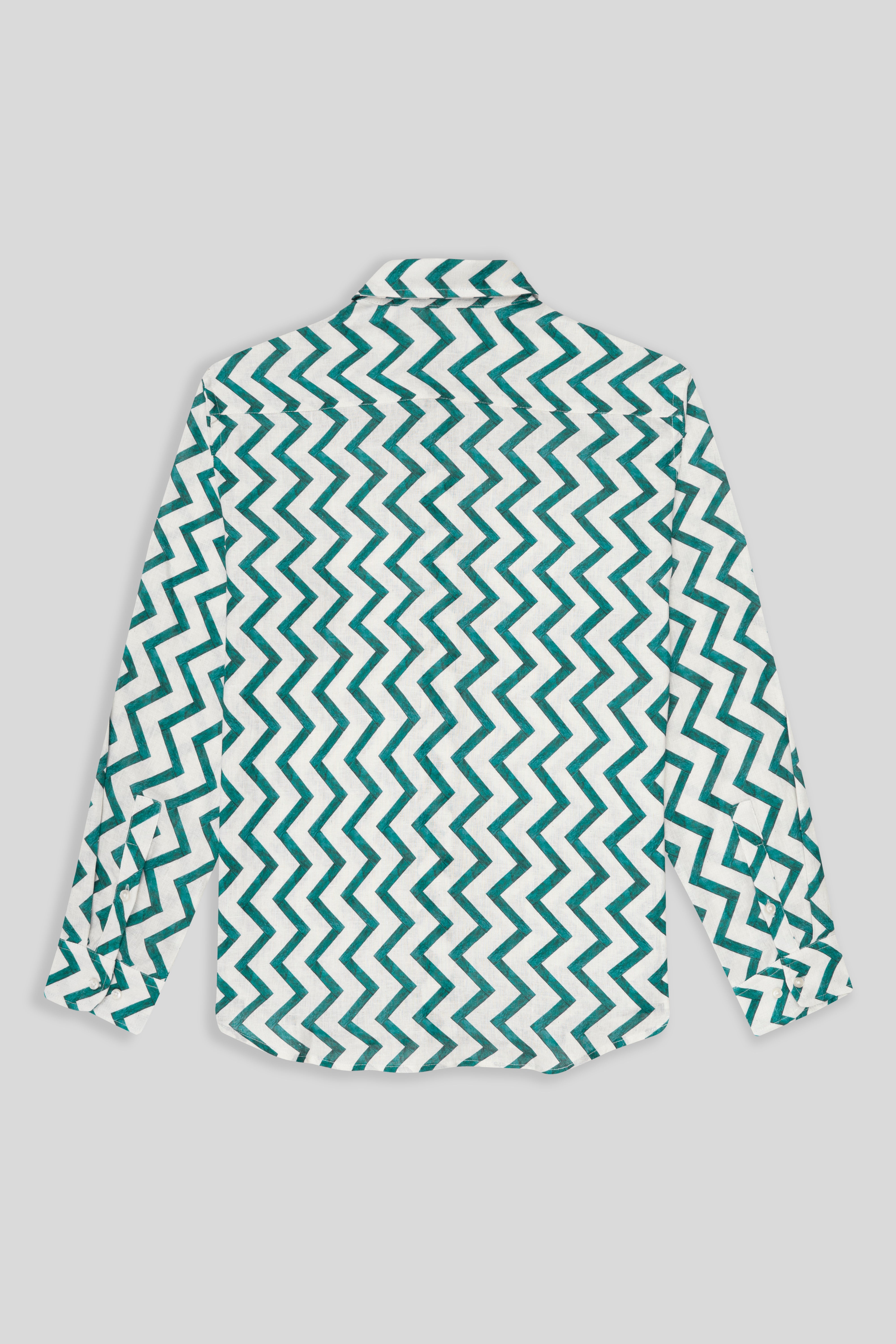 camisa de lino zigzag verde
