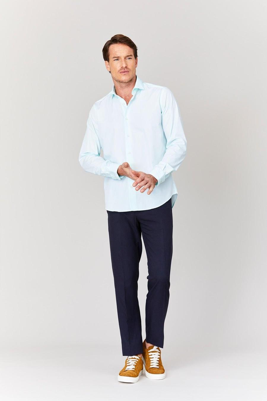 basic cotton muslin shirt aquamarine - soloio