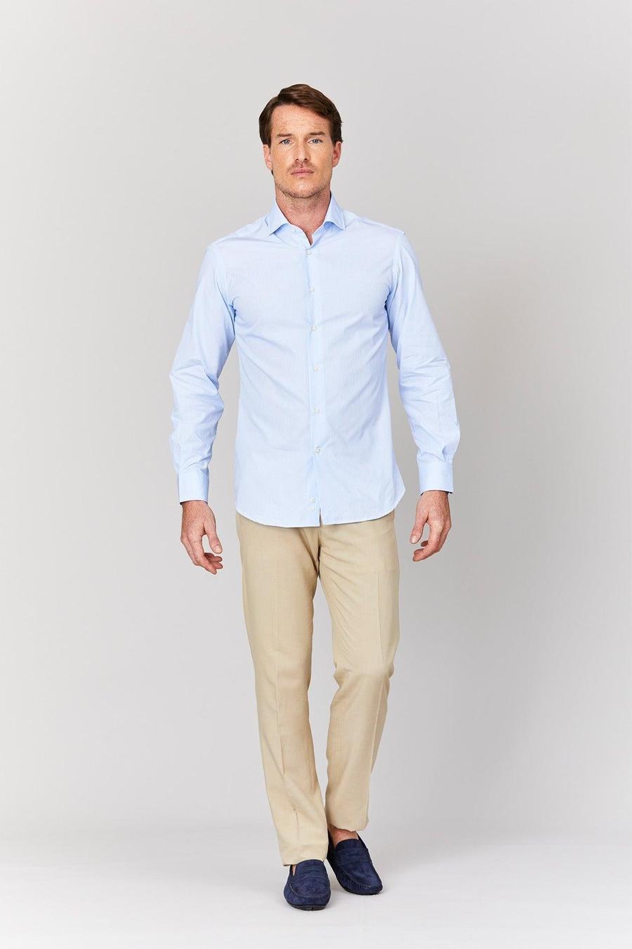basic muslin cotton shirt sky blue - soloio