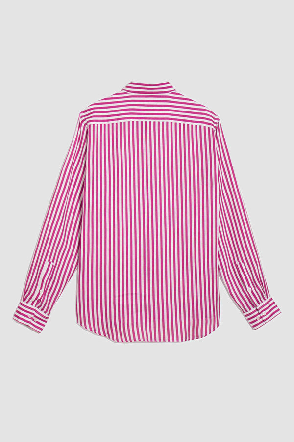 linen striped shirt fuxia