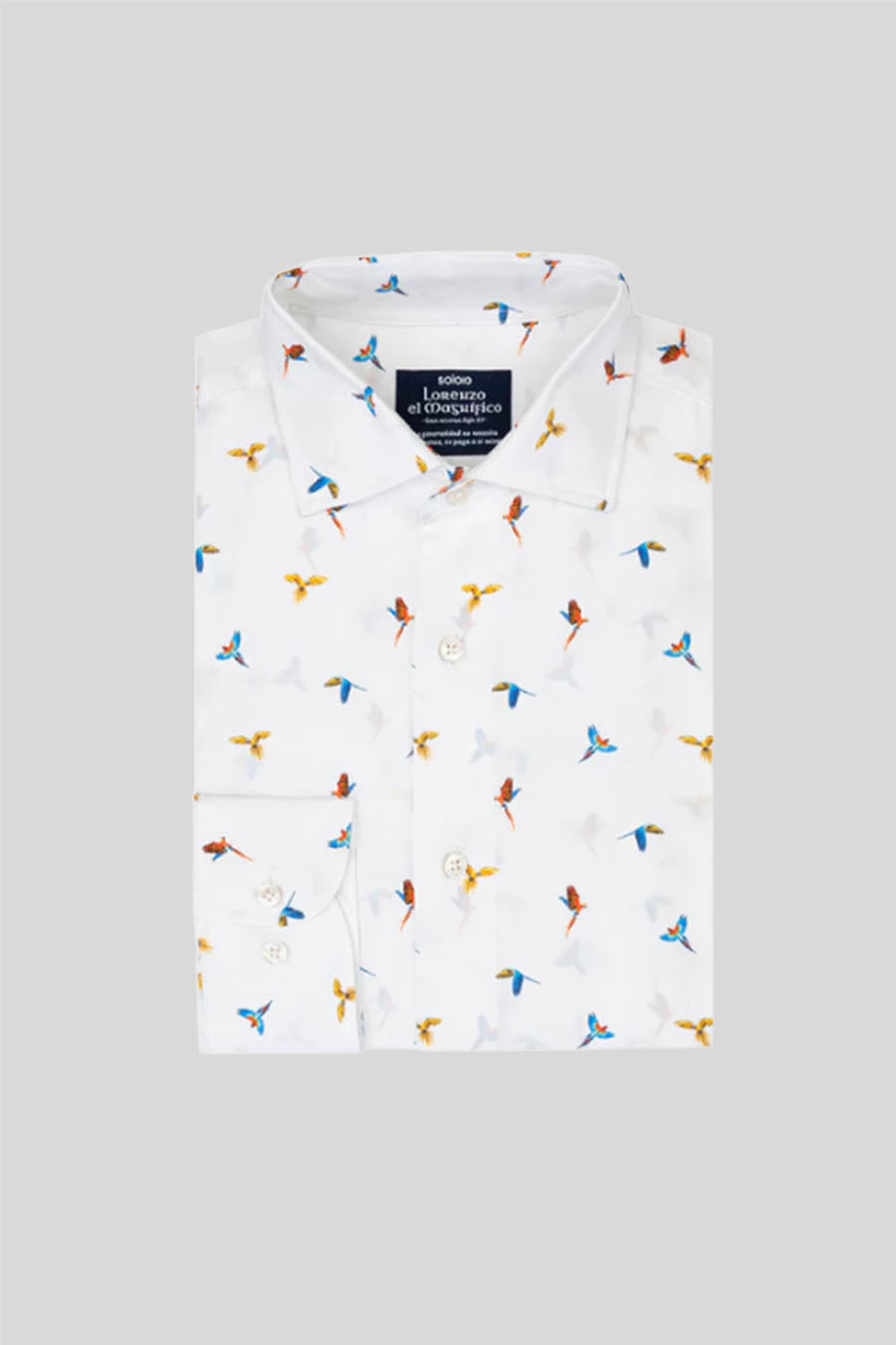 Camisa de algodón para hombre blanca small macaws