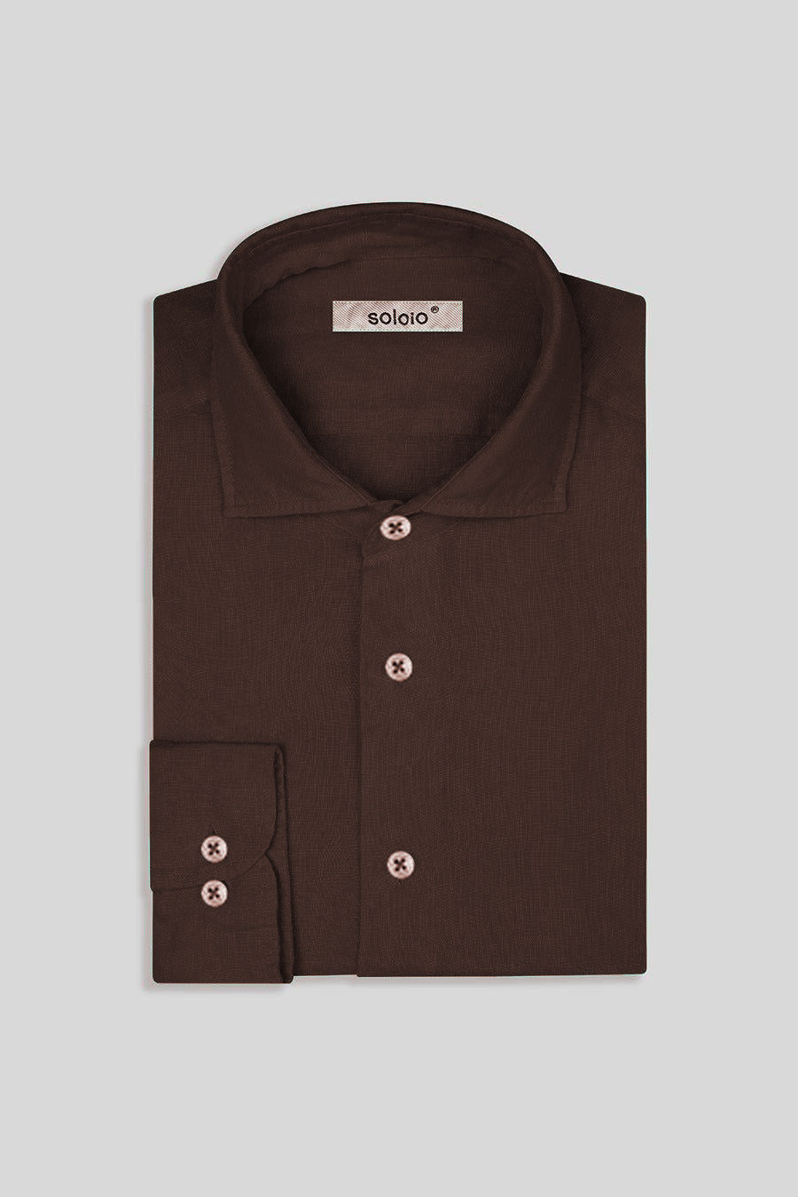 camisa de lino para hombre café