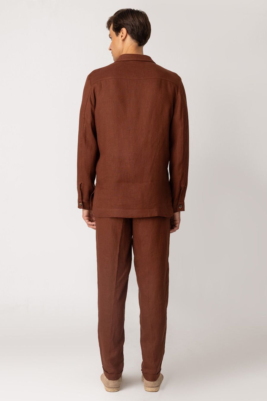 men’s linen pants brown ulisse2
