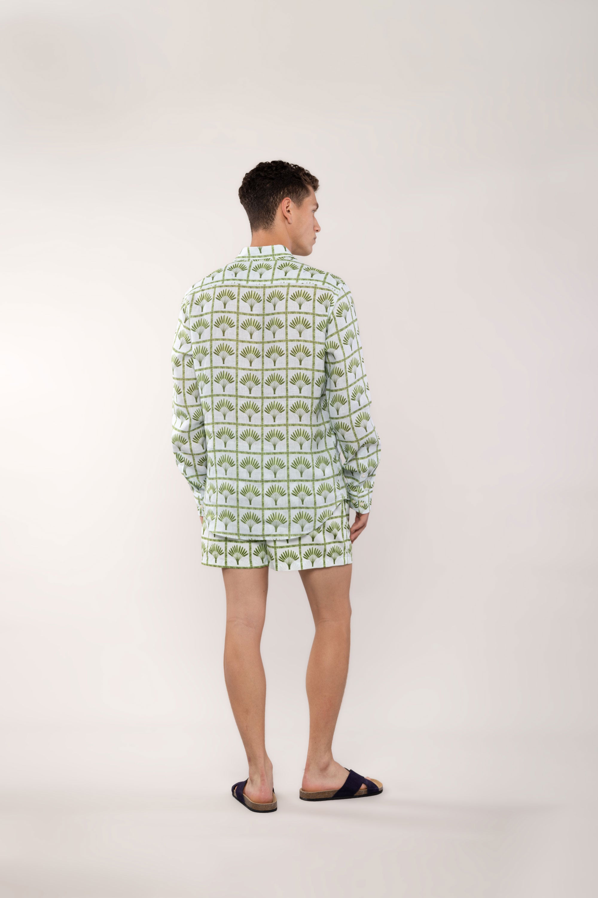 men’s linen shirt green palmar4