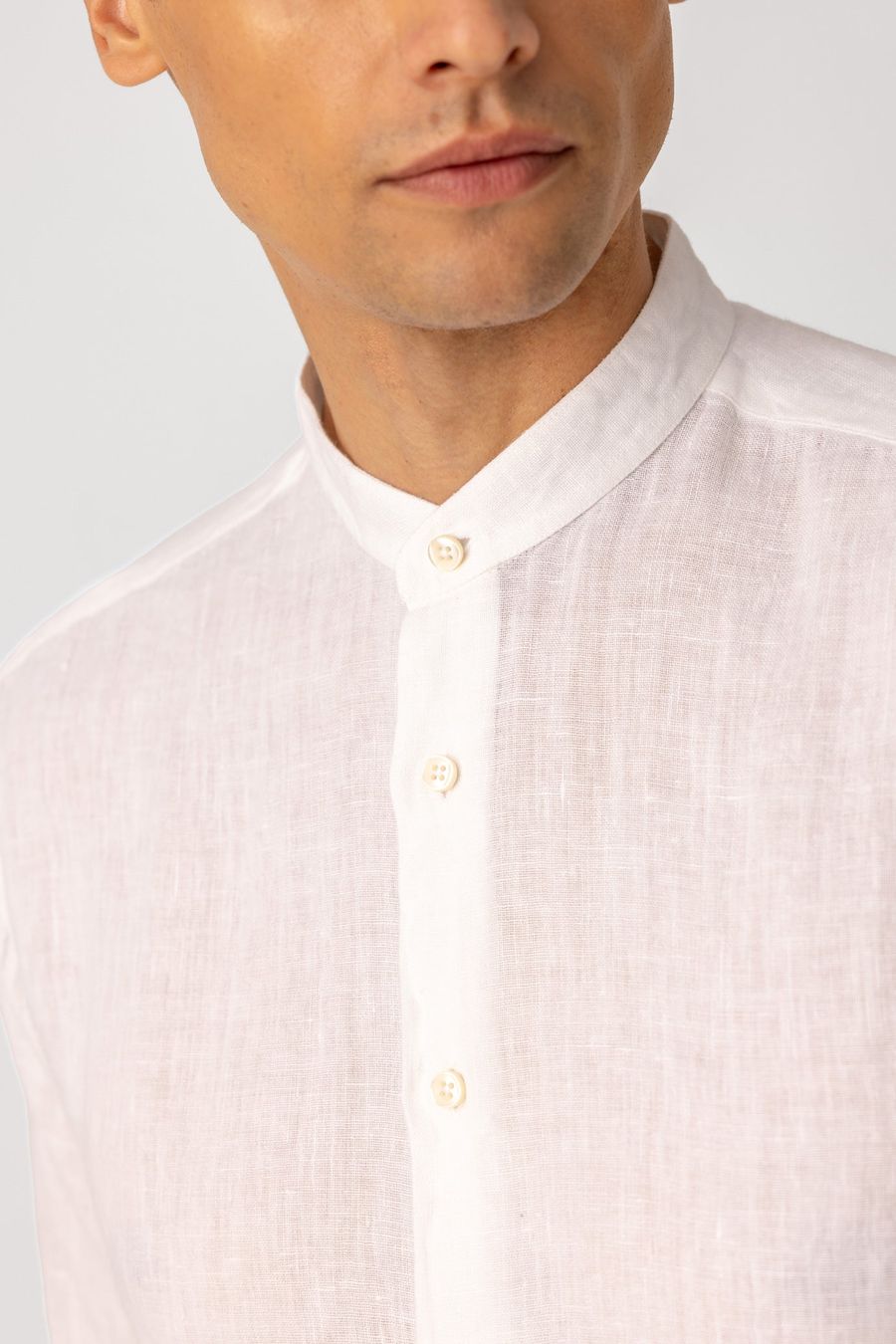 men’s linen shirt mao white3
