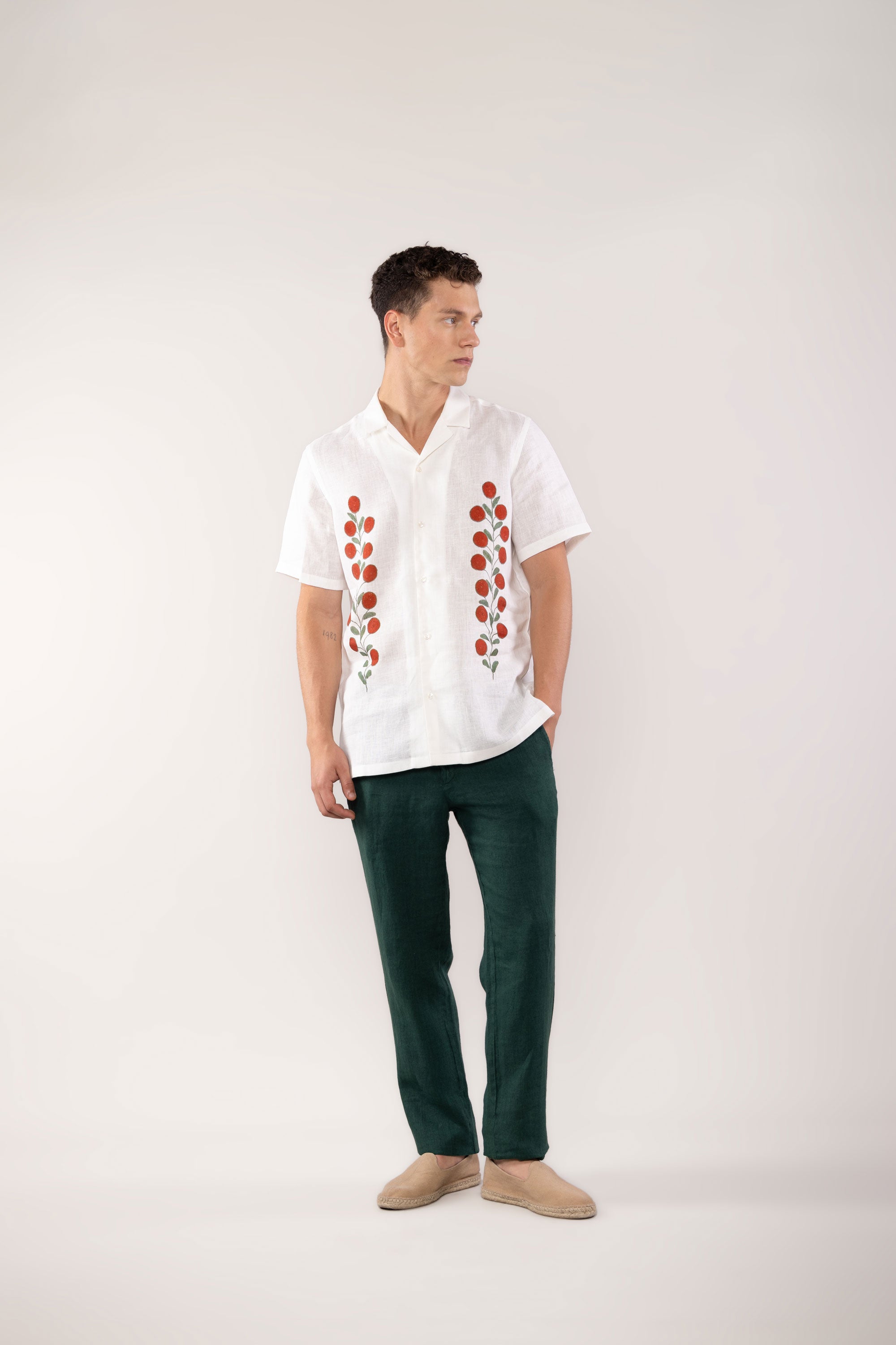 men’s linen shirt red mirzo
