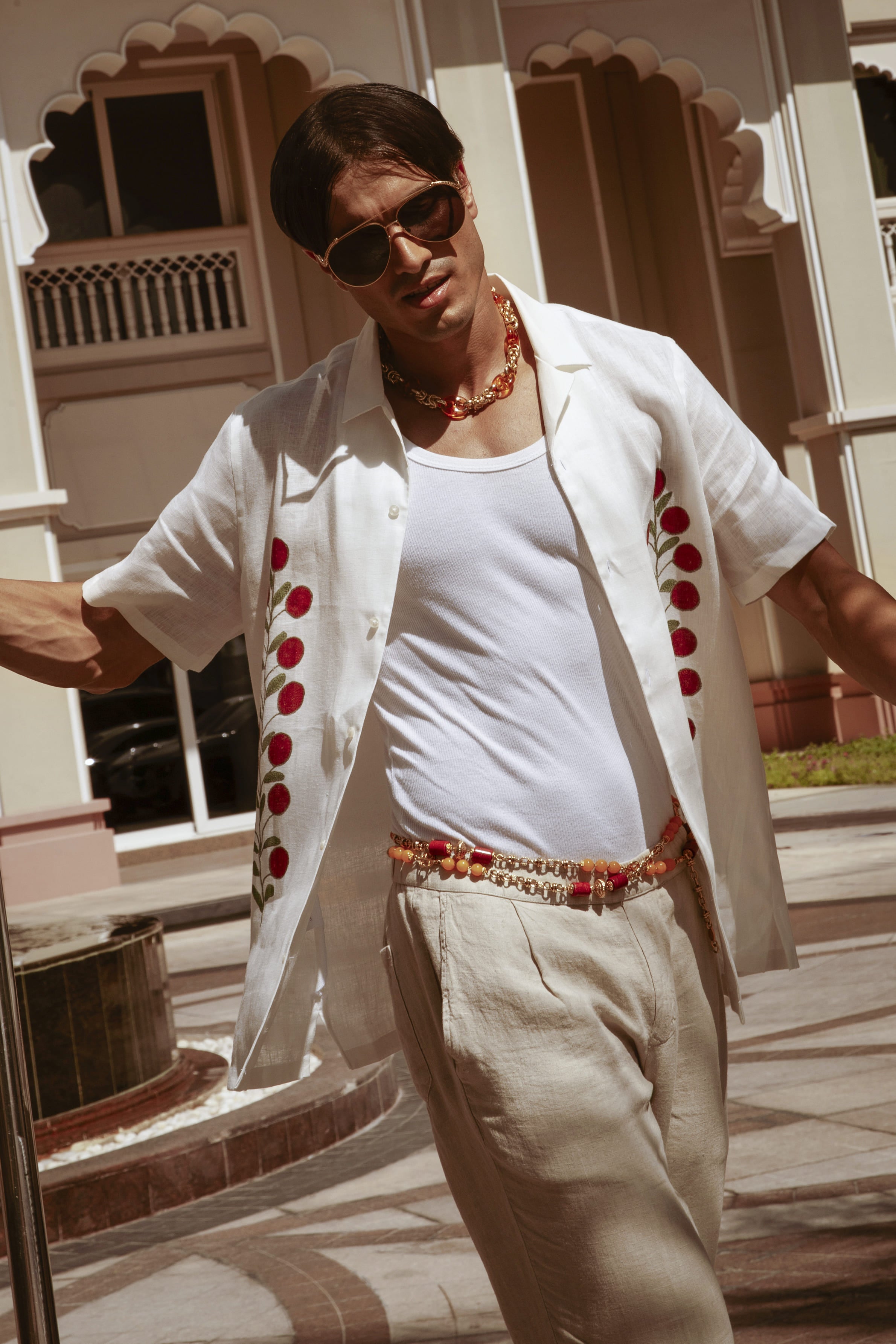 men’s linen shirt red mirzo